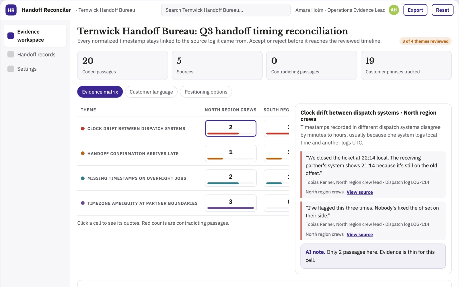What Operations handoff timestamp reconciler looks like