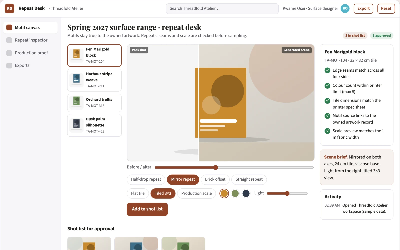 What Pattern repeat engineering desk looks like