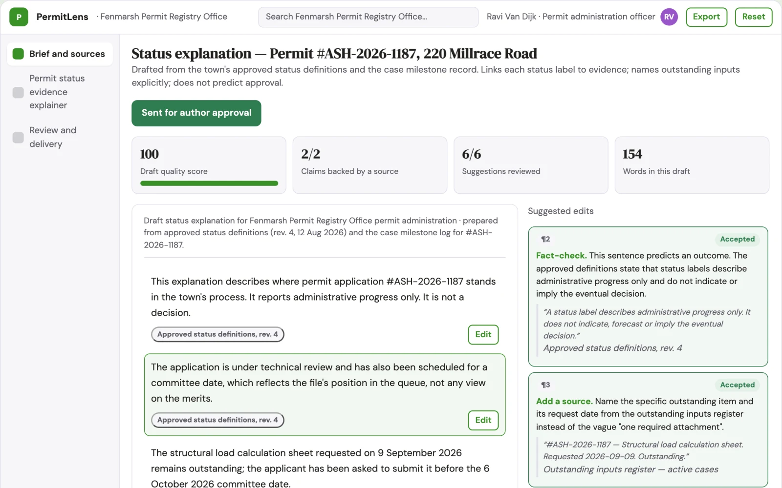 What Permit status evidence explainer looks like
