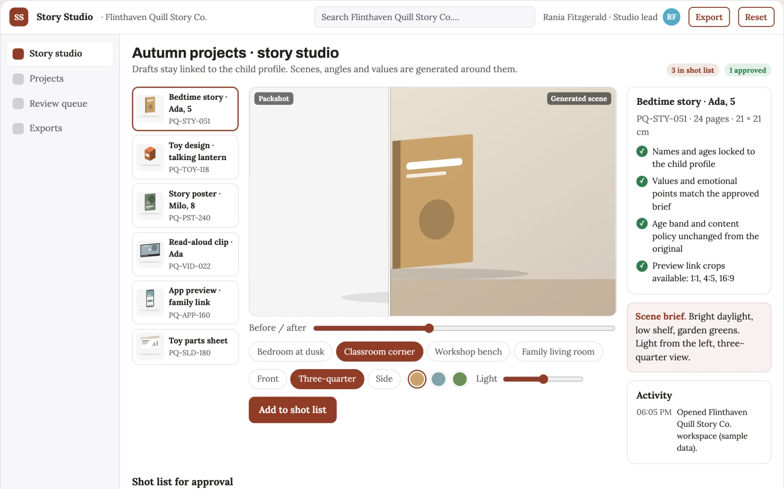 What Personalized children's story and toy studio looks like