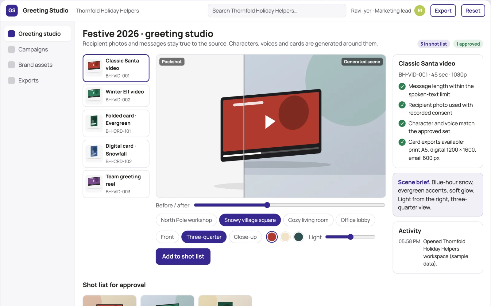 What Personalized festive greeting video and card studio looks like