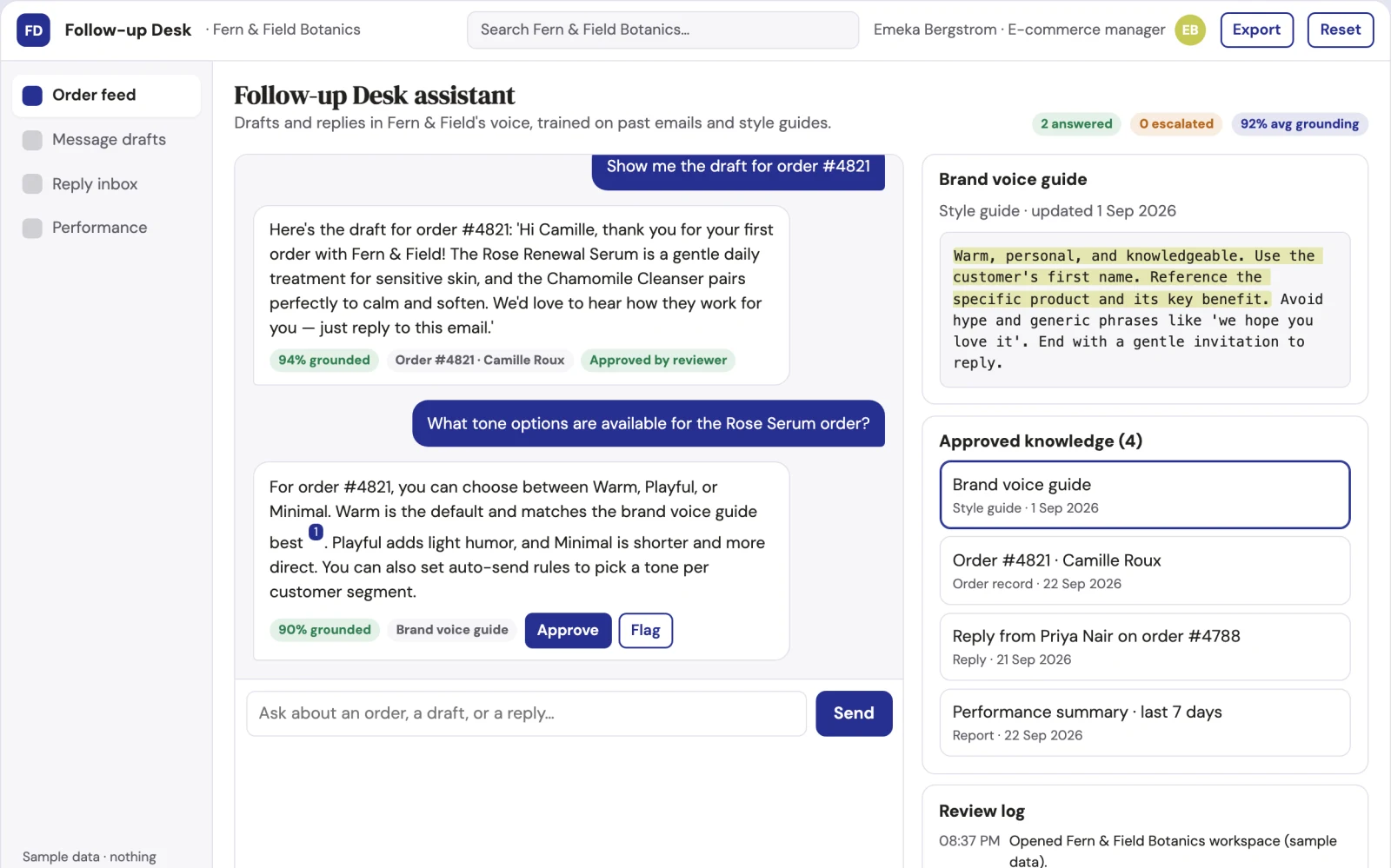 What Purchase Follow-up Agent looks like