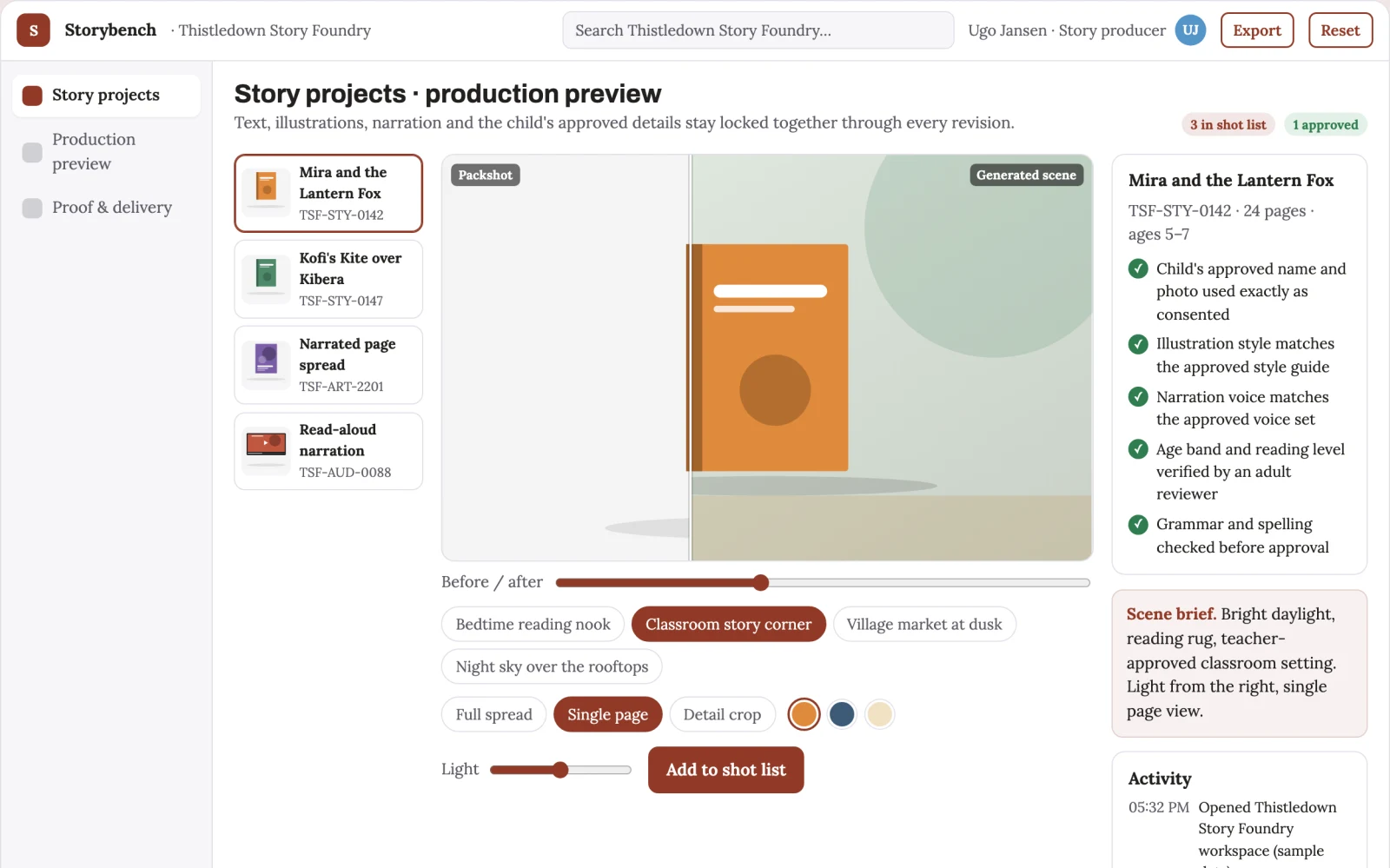 What Personalized illustrated story production workbench looks like