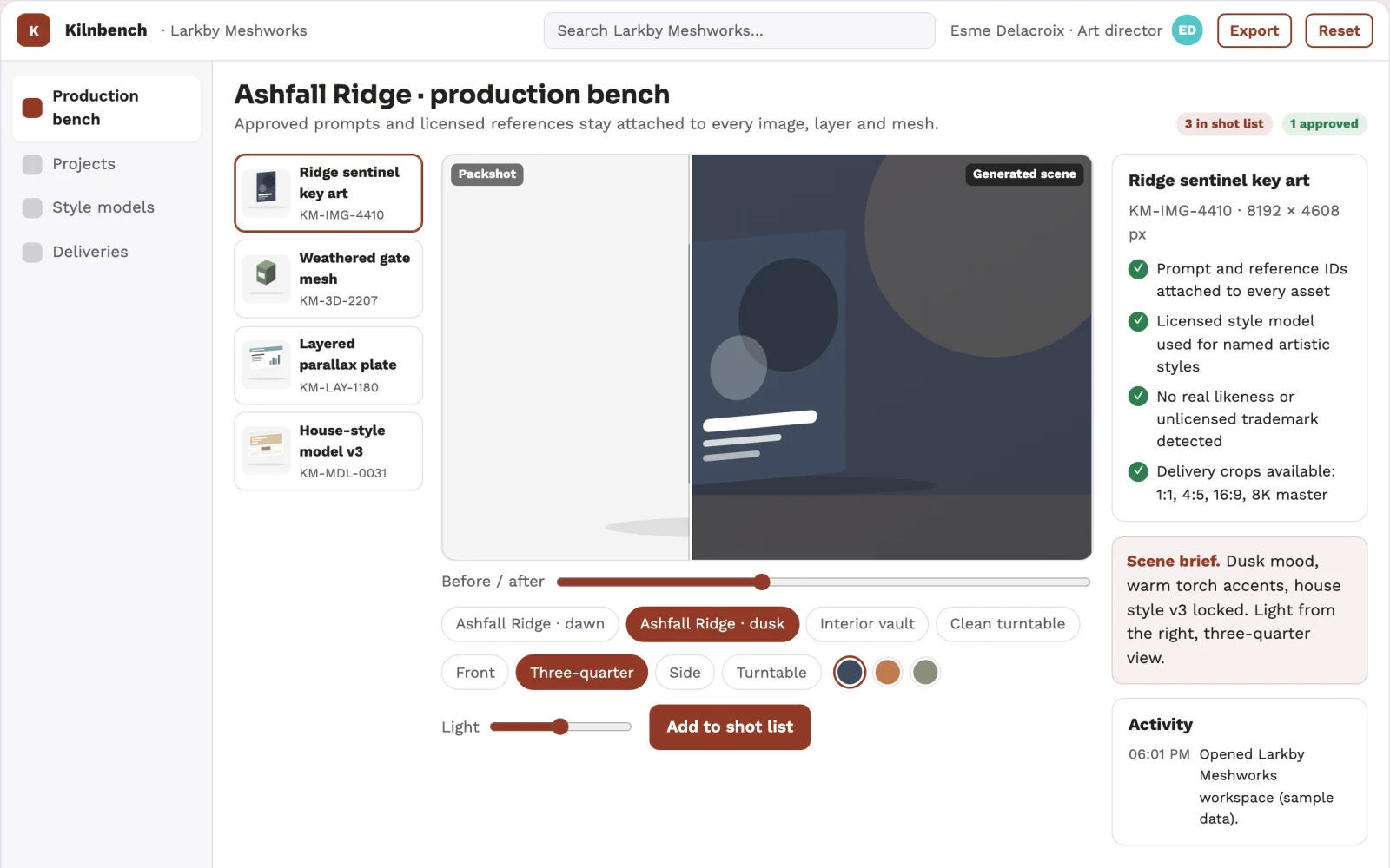 What Photorealistic image and 3D asset production workbench looks like