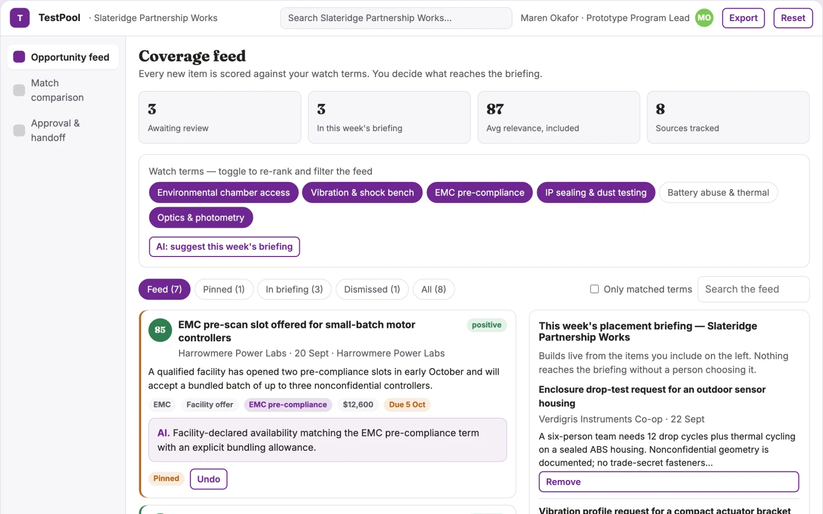 What Physical prototype test pooling network looks like