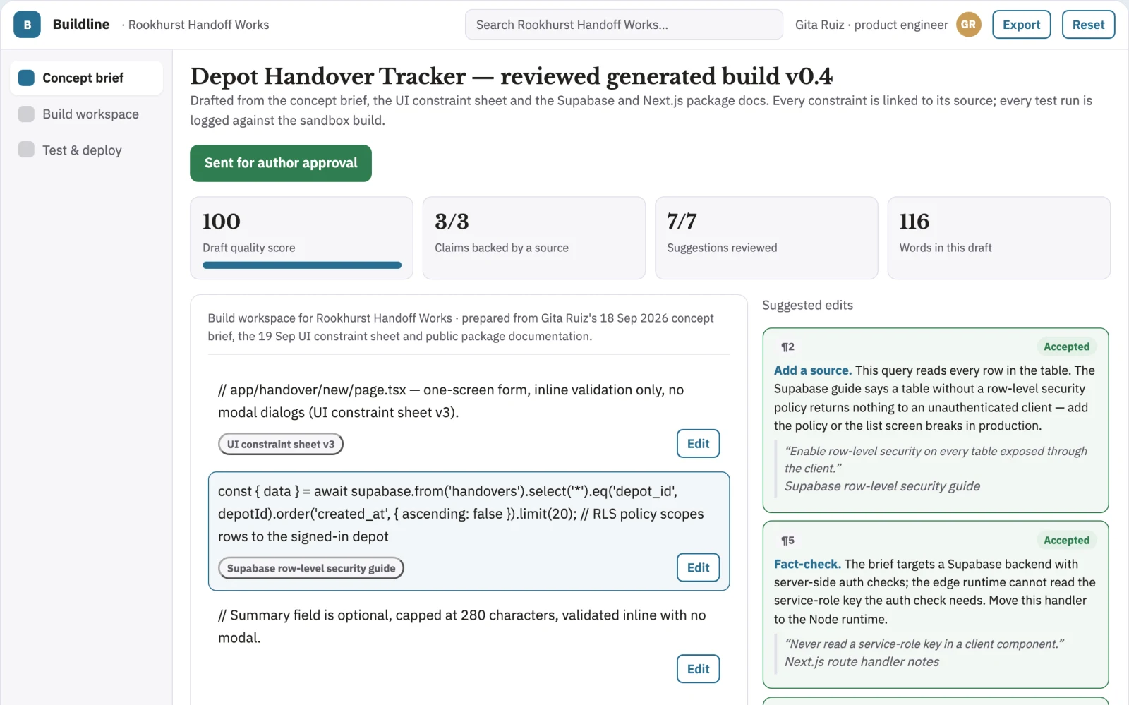 What Plain-language app build and delivery workspace looks like