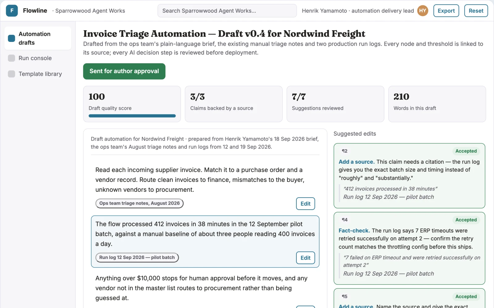 What Plain-language automation and agent delivery workspace looks like