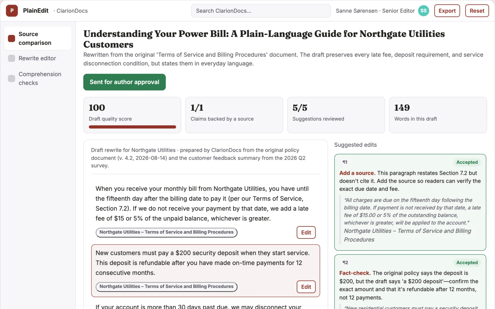 What Plain-language editing service looks like