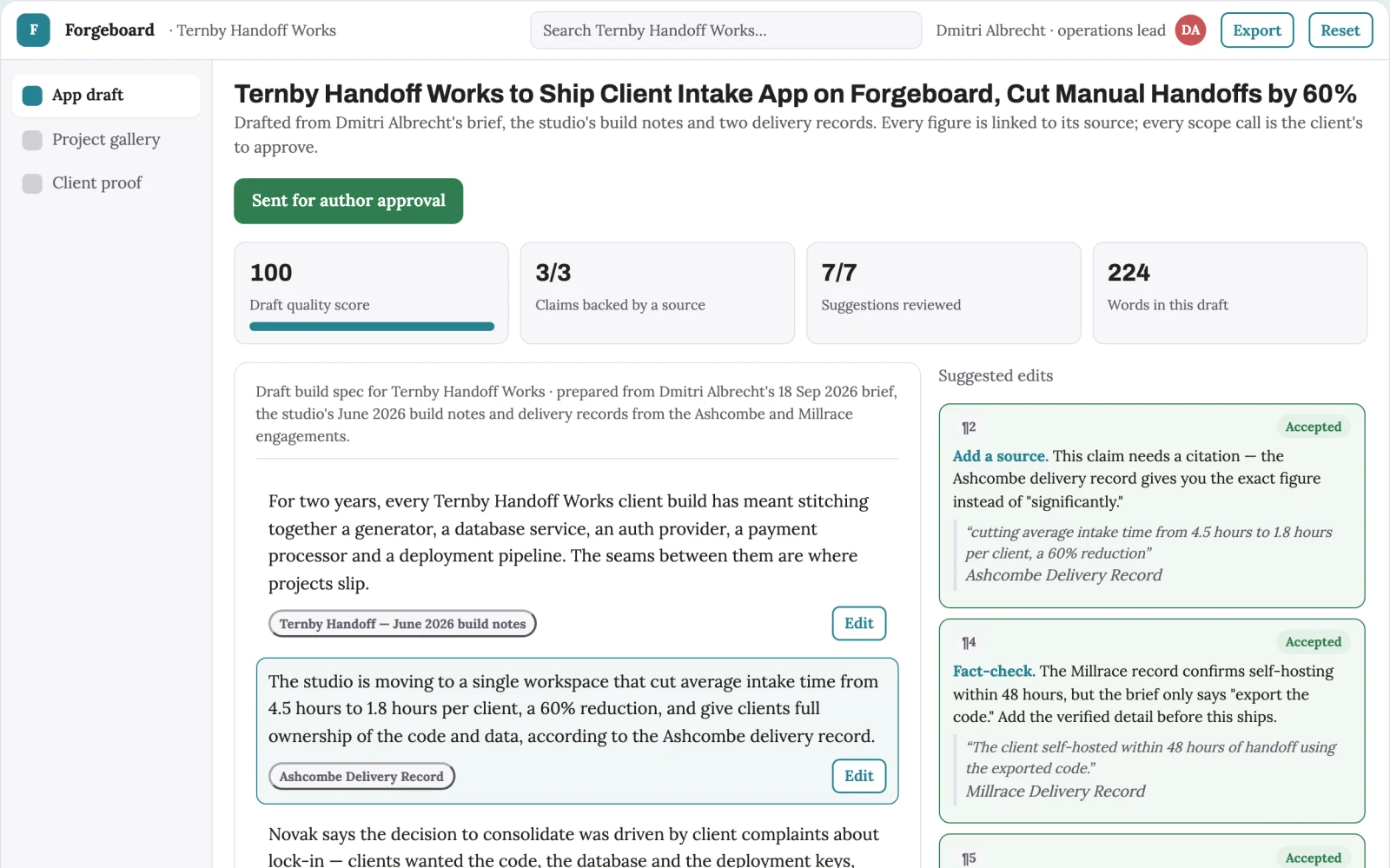 What Plain-language full-stack app delivery workspace looks like