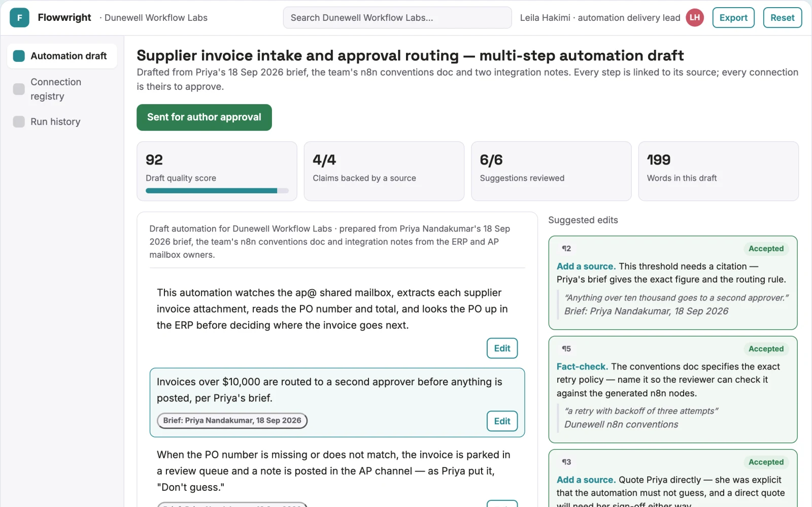 What Plain-language multi-app automation delivery workspace looks like