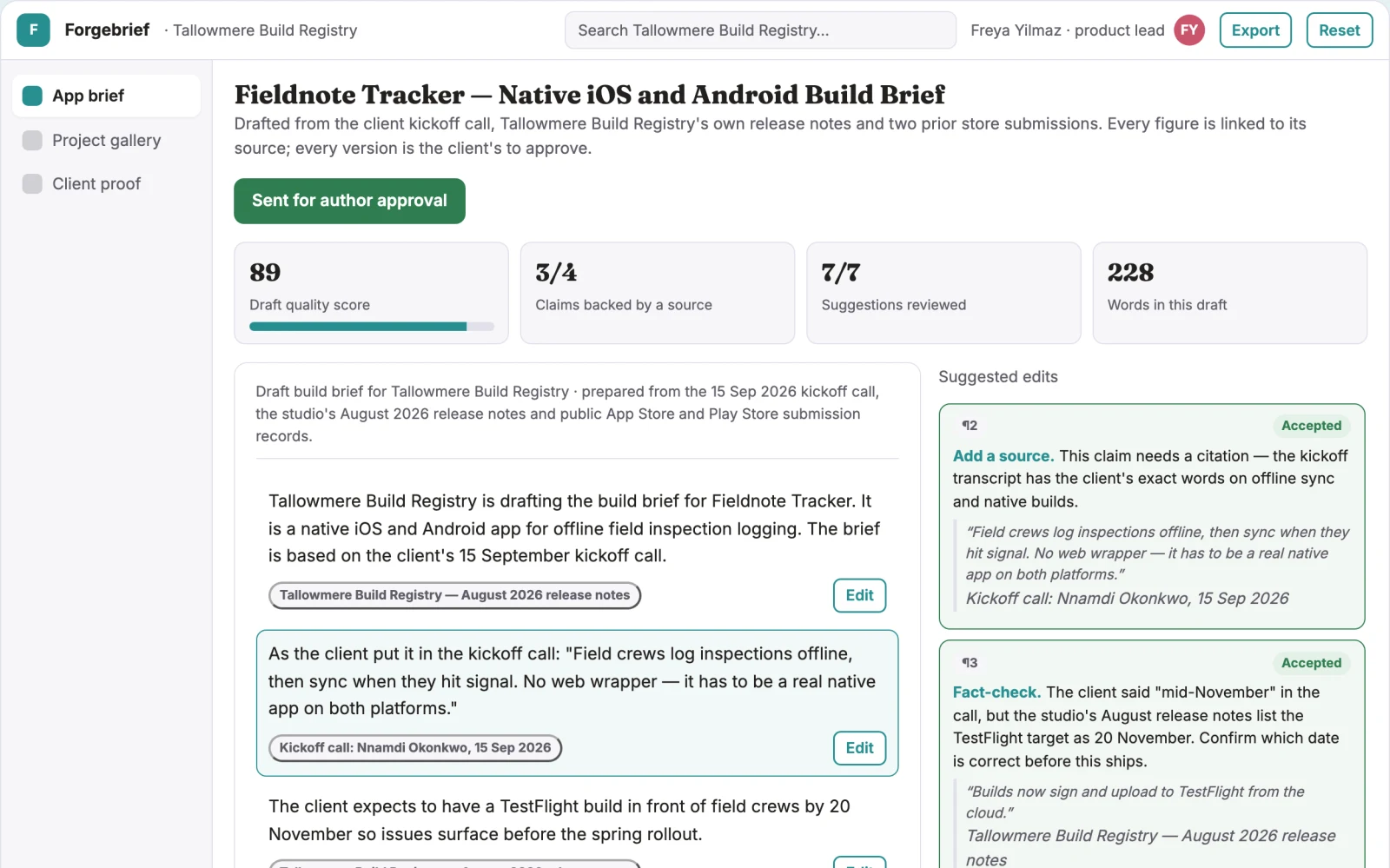 What Plain-language native app build workspace looks like