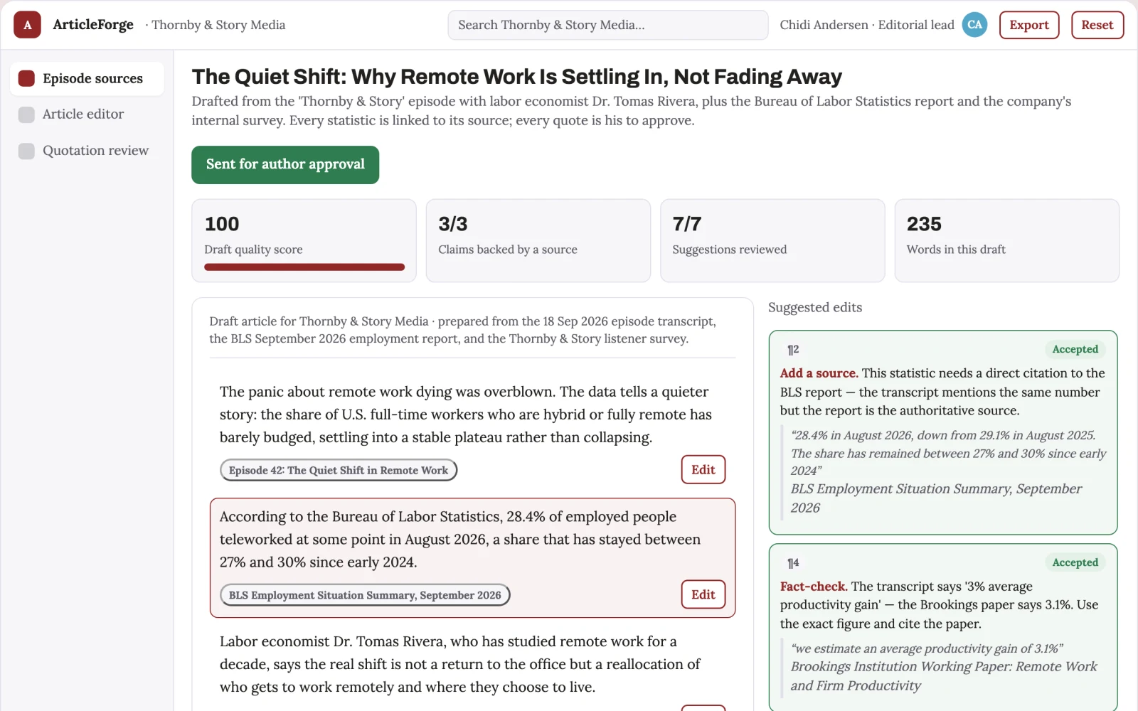 What Podcast-to-publication service looks like