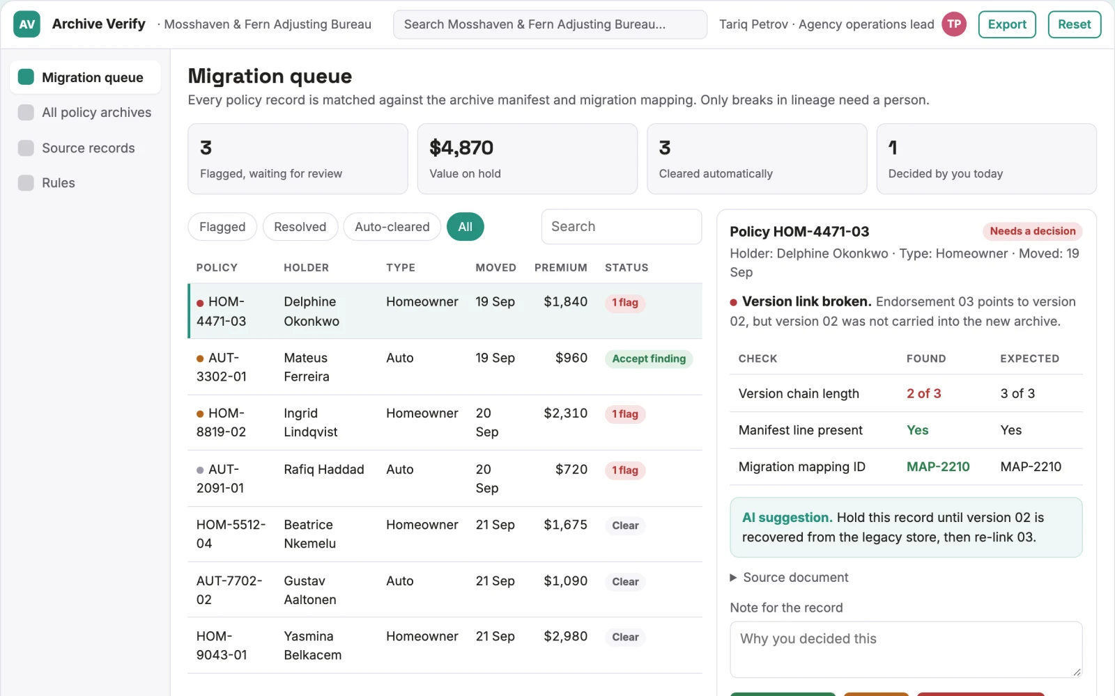 What Policy archive migration verifier looks like