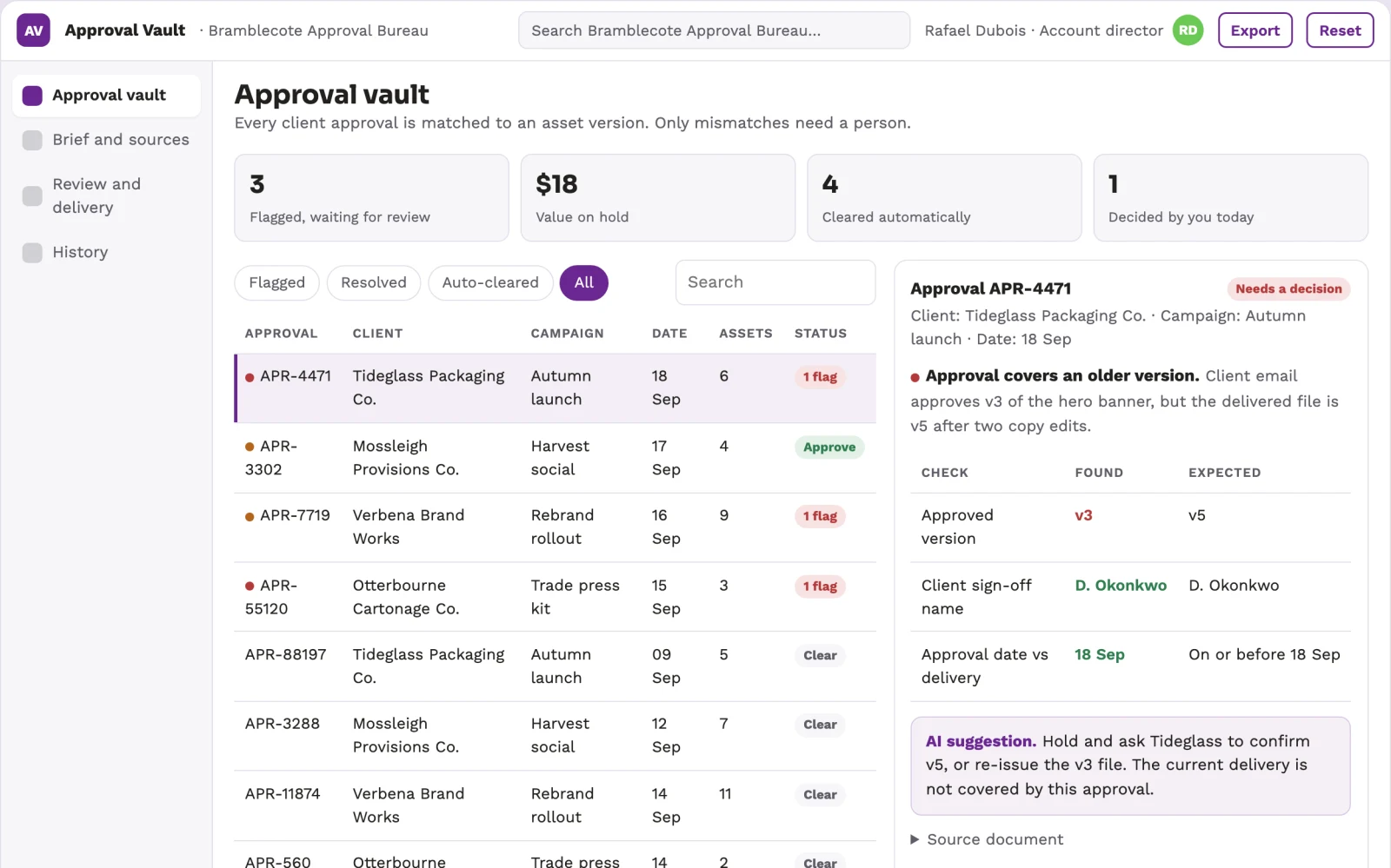 What PR client approval evidence vault looks like
