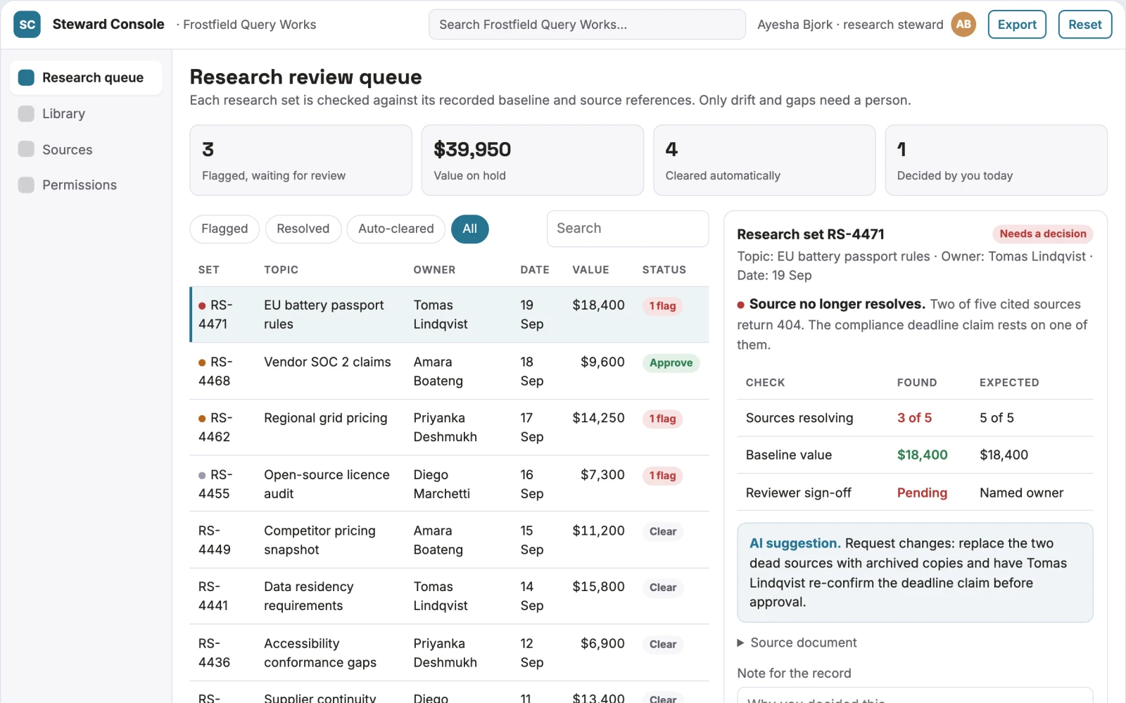What Private search and data stewardship console looks like