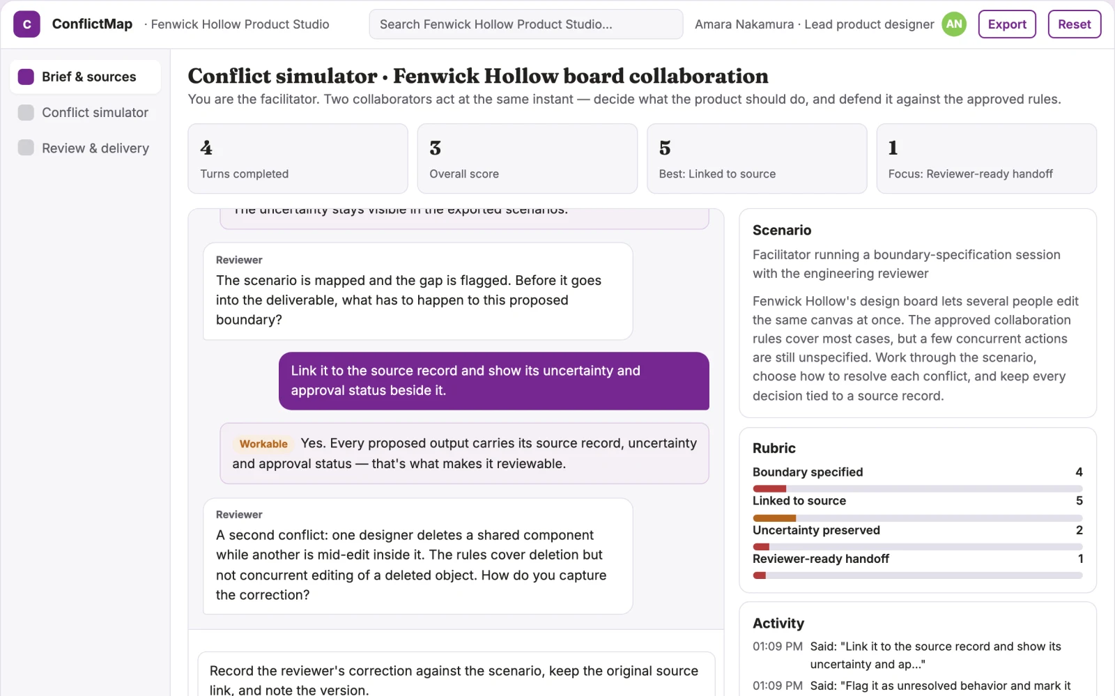 What Product collaboration conflict simulator looks like