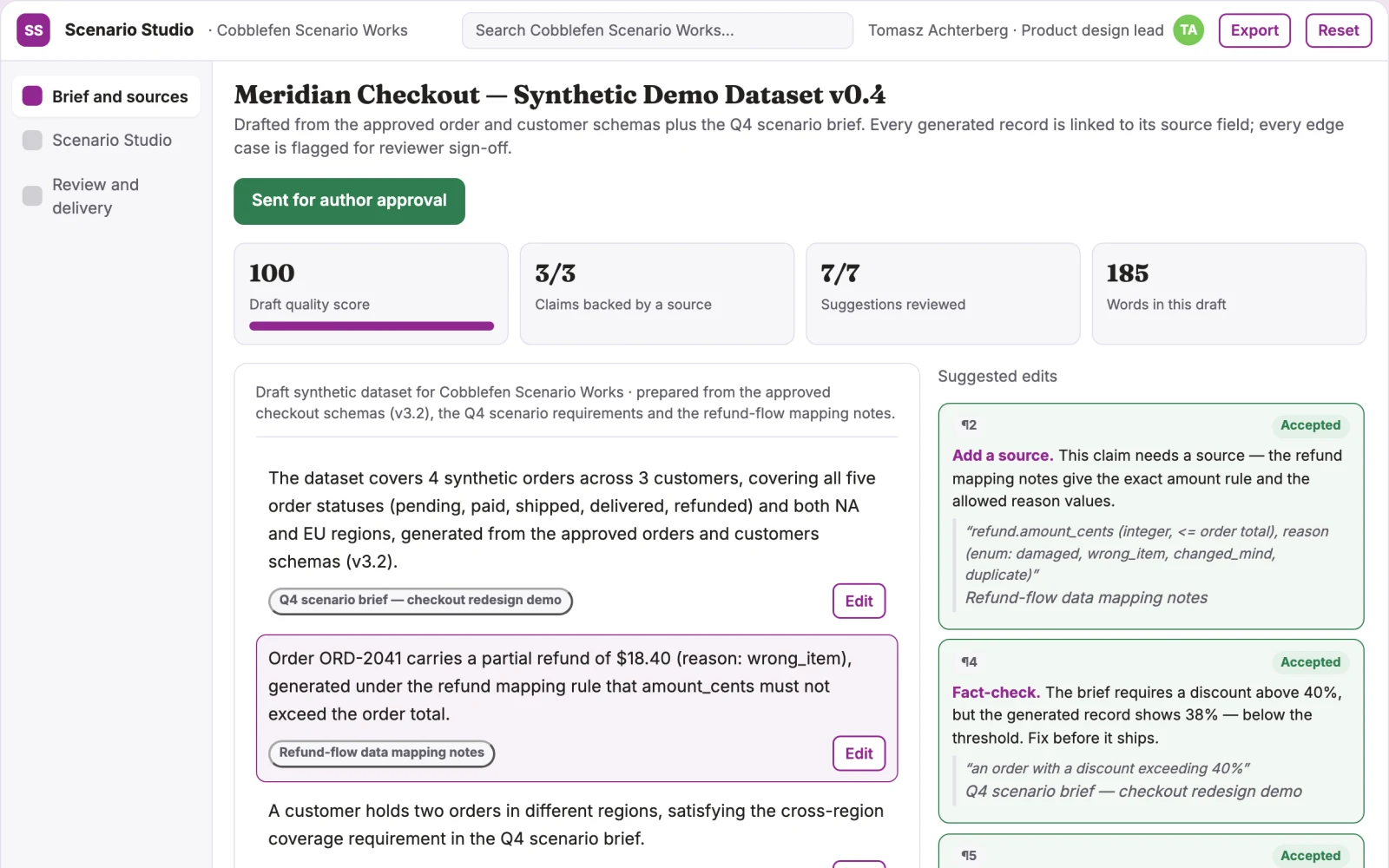 What Product demo-data scenario studio looks like