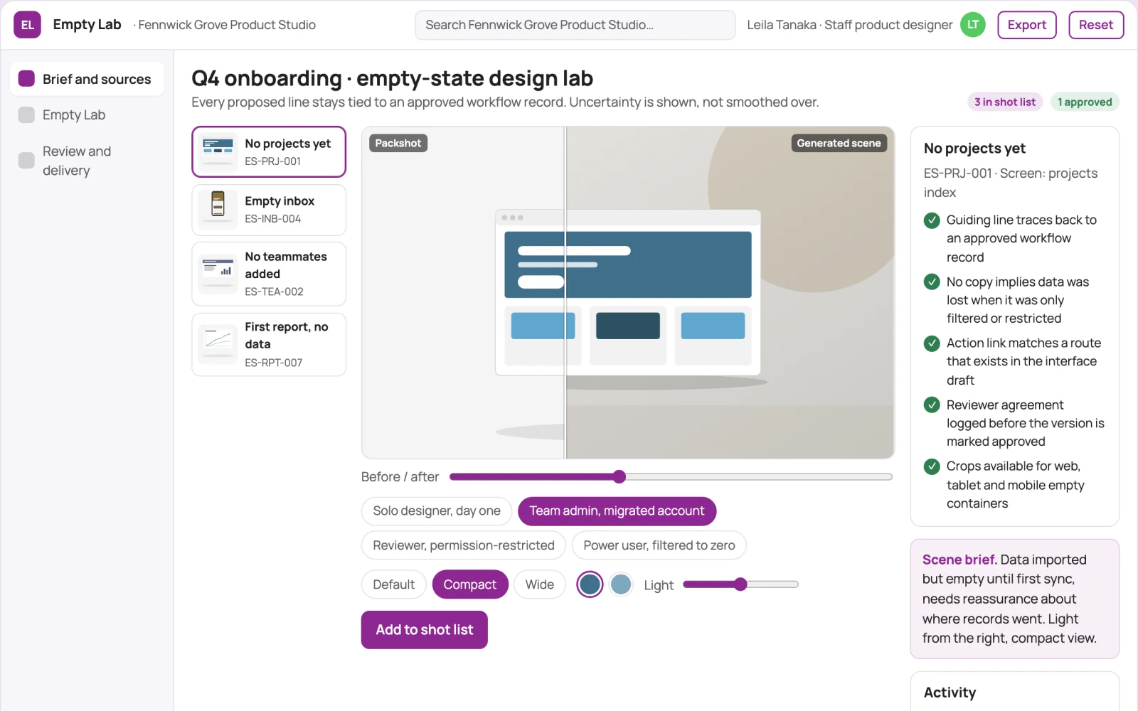 What Product empty-state design lab looks like