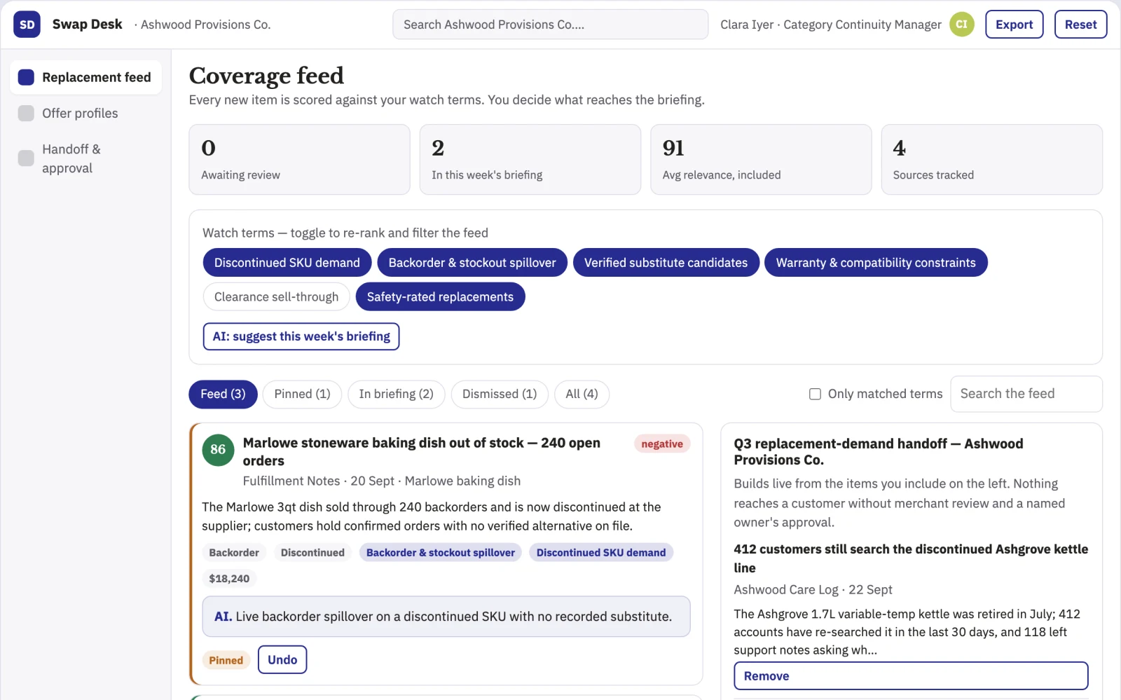 What Product replacement demand recovery service looks like
