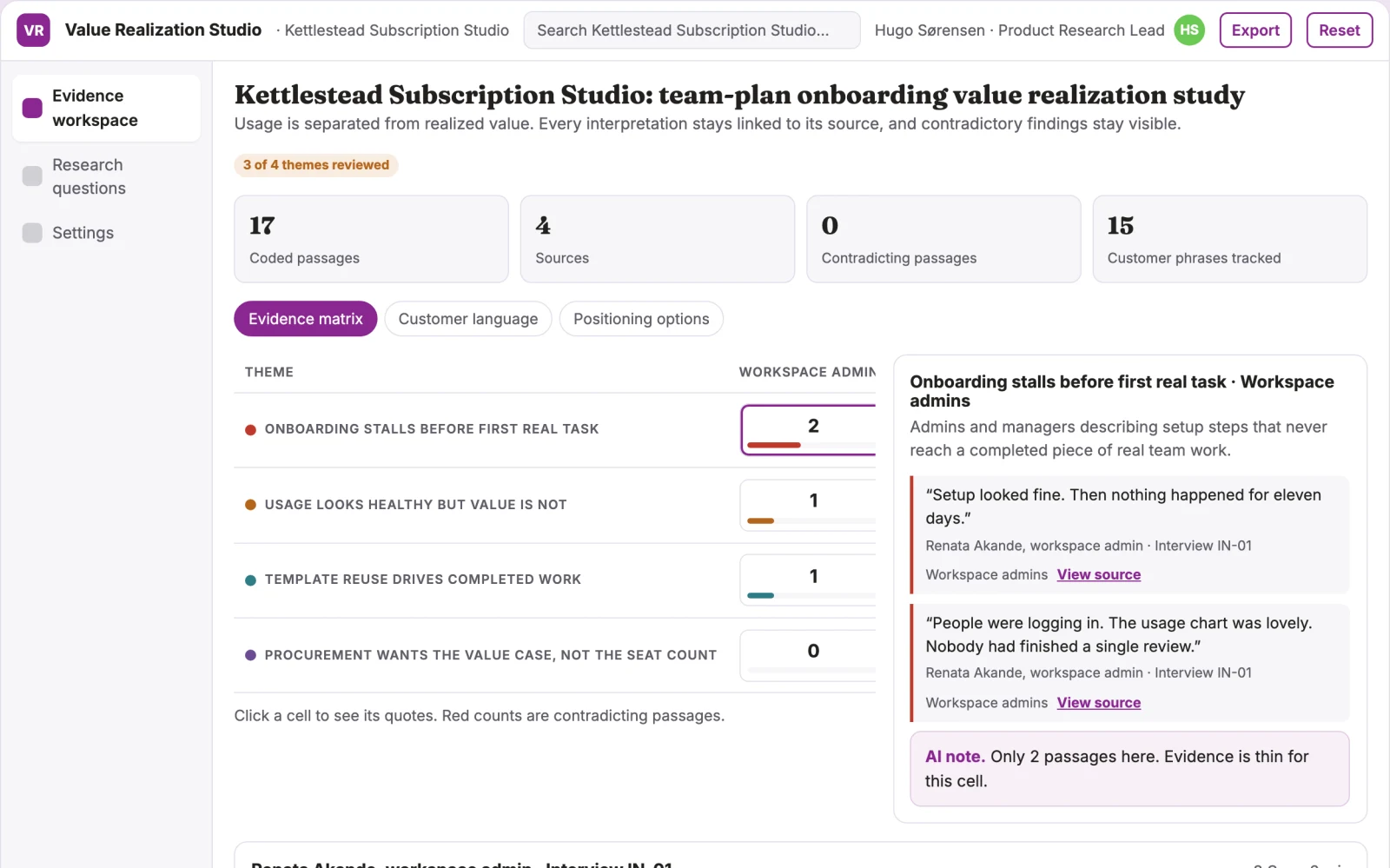 What Product value realization experiment studio looks like