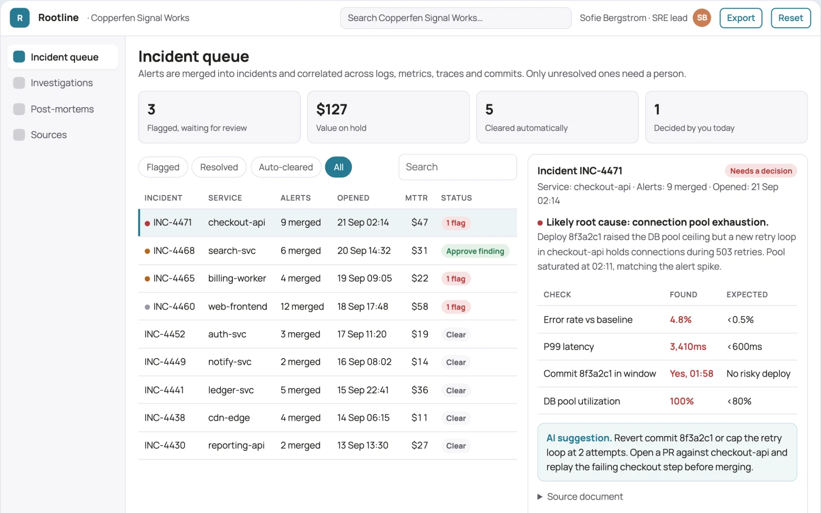 What Production incident root-cause coordination portal looks like