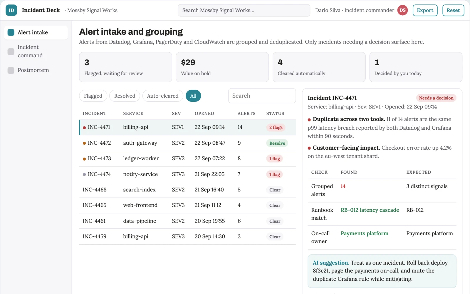 What Production incident triage and response coordination portal looks like
