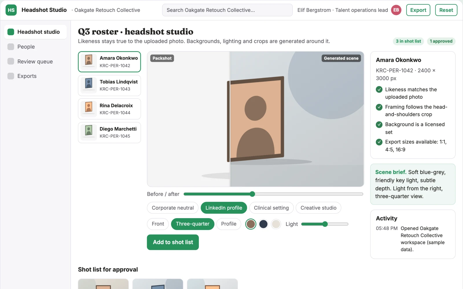 What Professional headshot production and review platform looks like