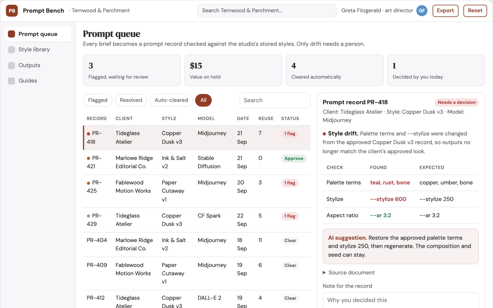 What Prompt library and generation workbench looks like
