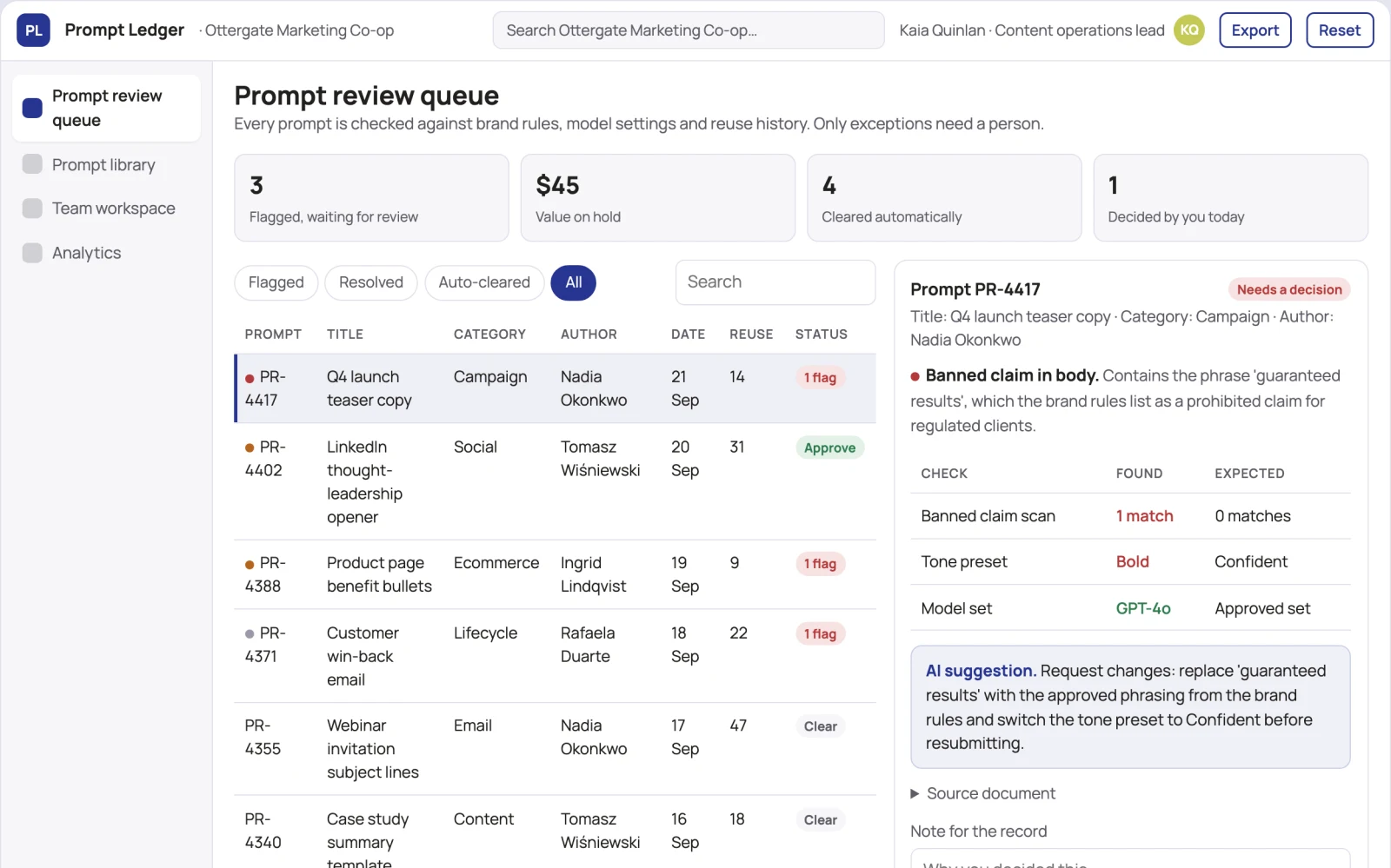 What Prompt library and stewardship console looks like