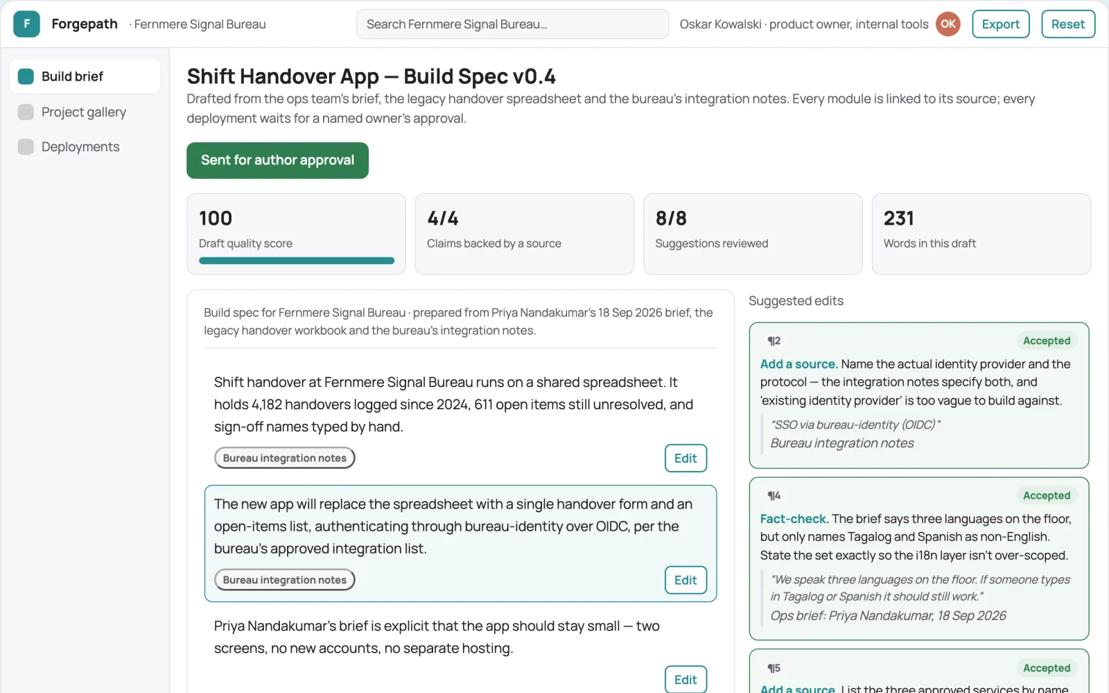 What Prompt-to-app build and deployment workspace looks like