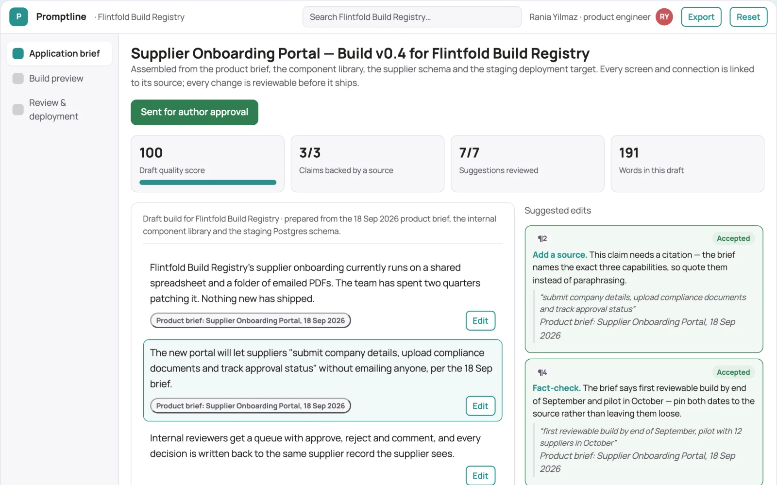 What Prompt-to-app delivery workspace with managed implementation looks like