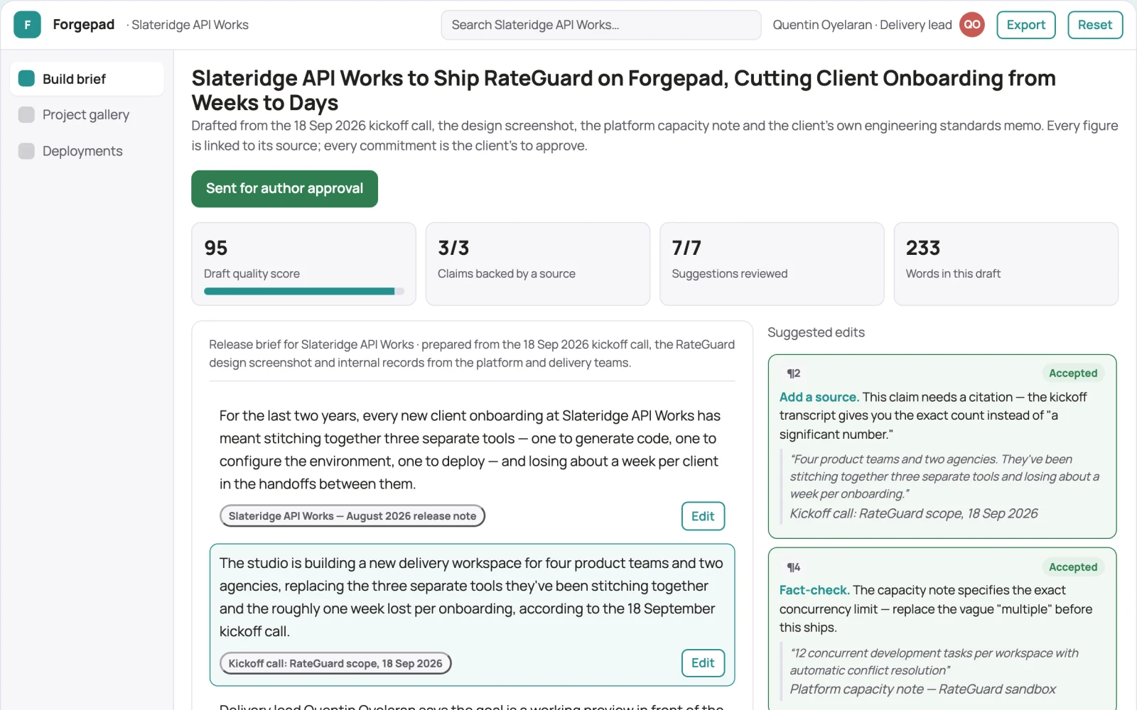 What Prompt-to-app delivery workspace with managed implementation looks like