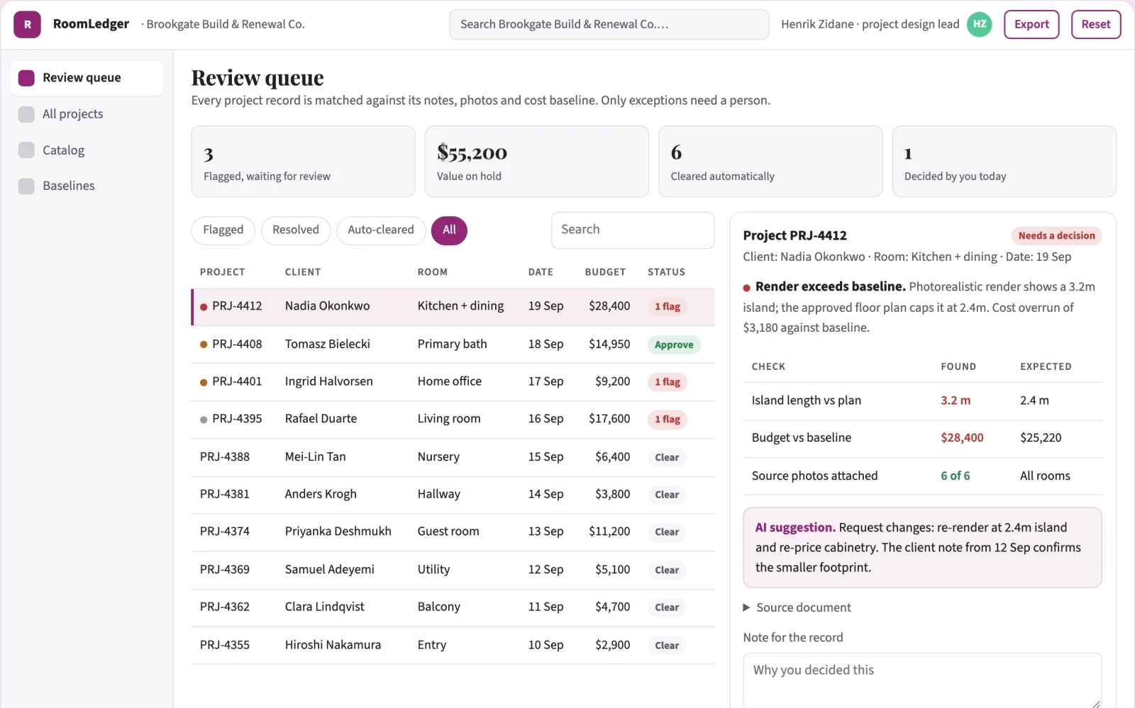 What Property notes and interior data workbench looks like