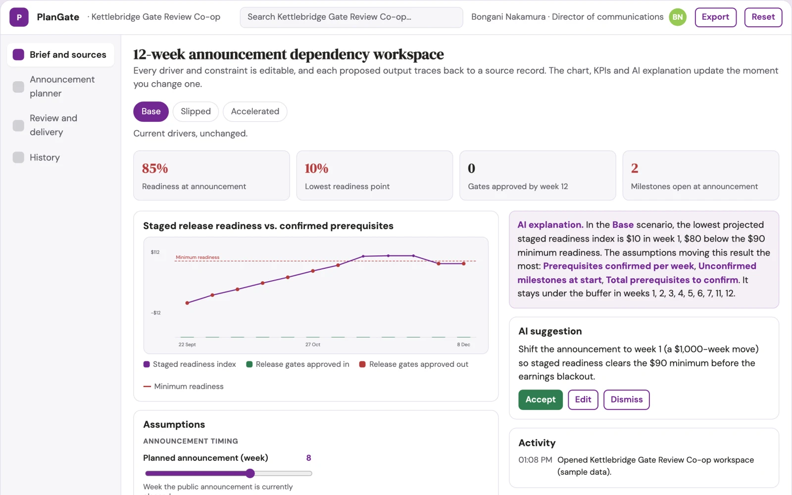 What Public announcement dependency planner looks like