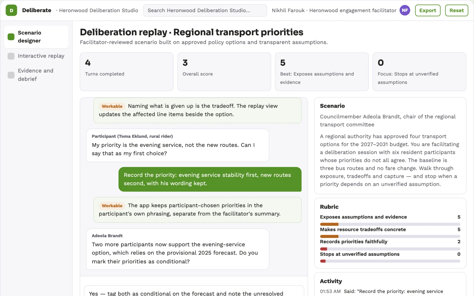 What Public consultation deliberation simulator looks like