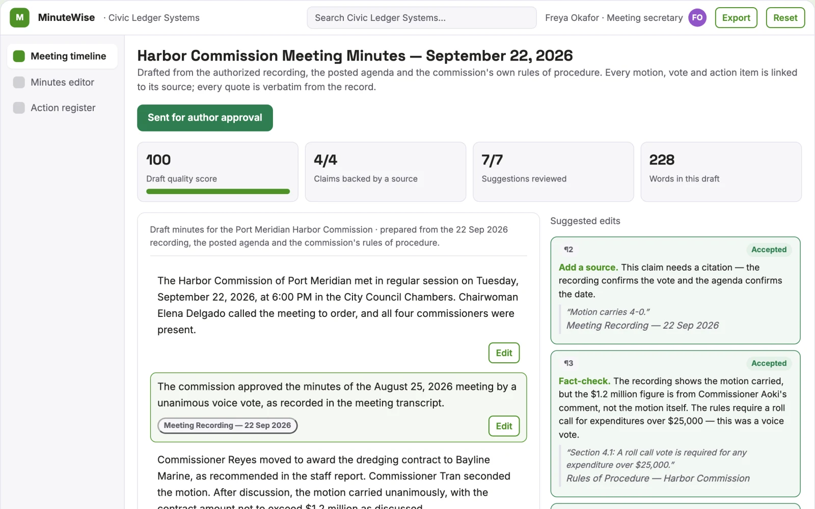 What Public meeting summary service looks like