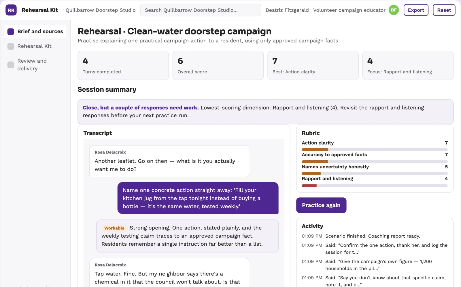 What Public service campaign rehearsal kit looks like