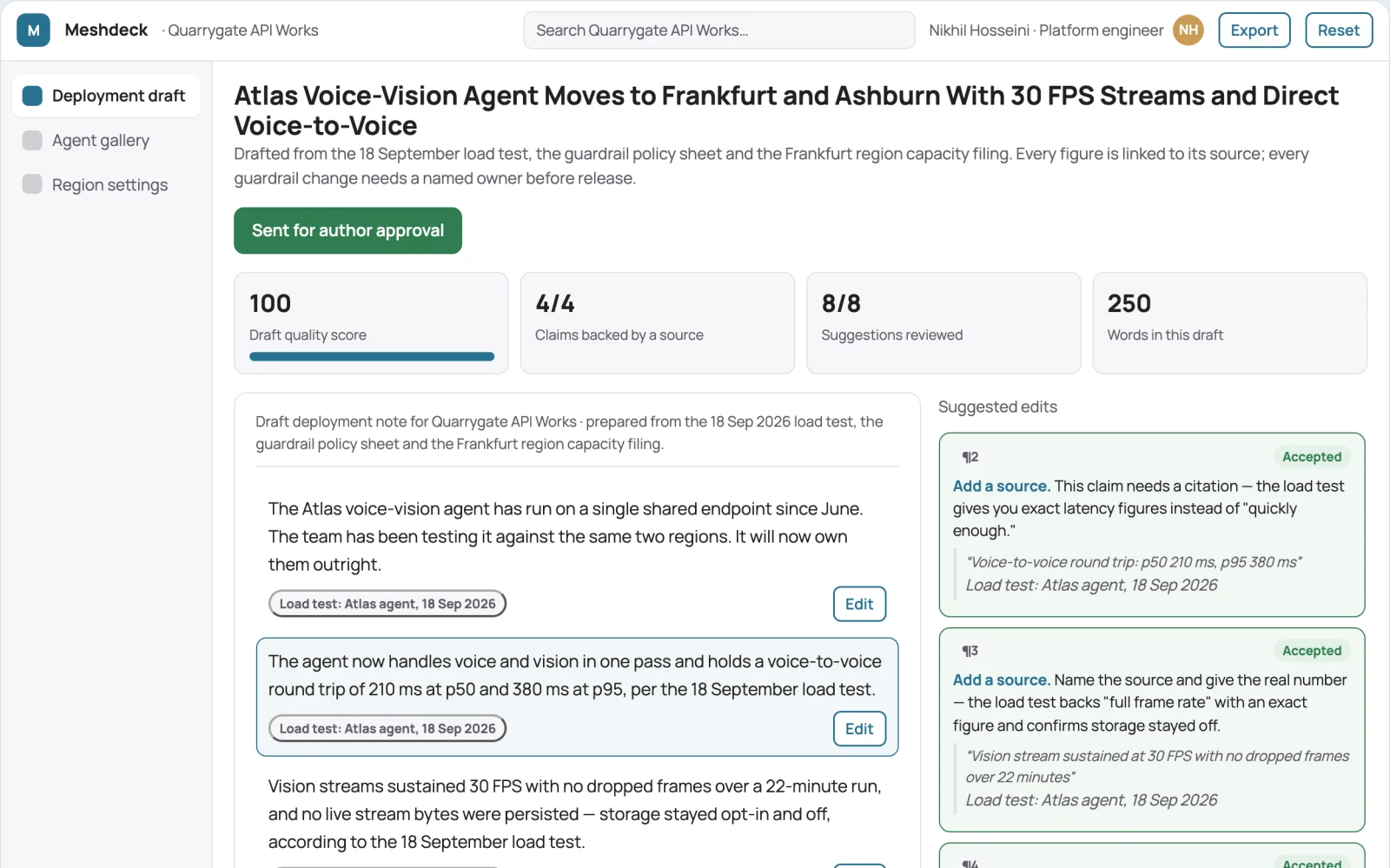 What Real-time multimodal agent deployment workspace looks like