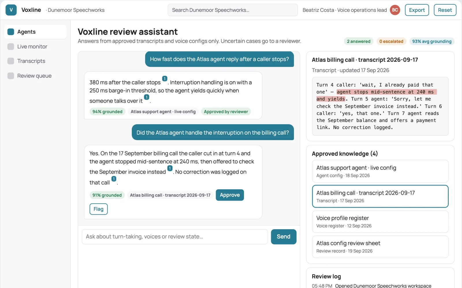 What Real-time voice agent operations console looks like