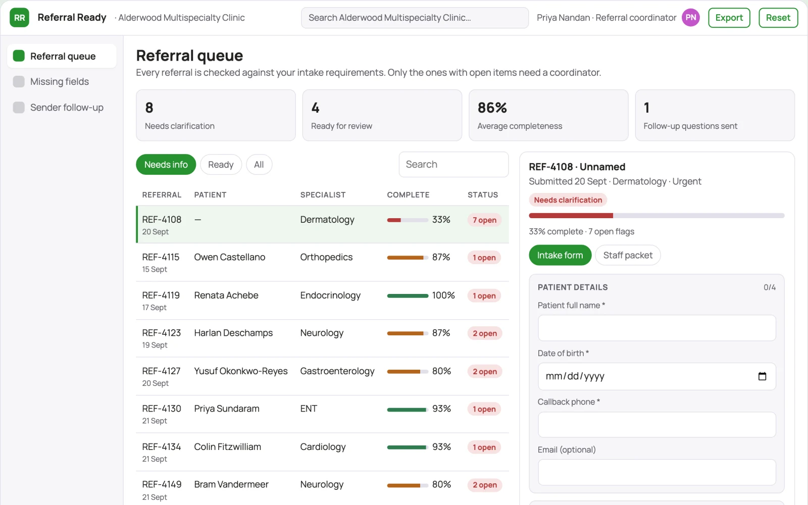 What Referral completeness checker looks like