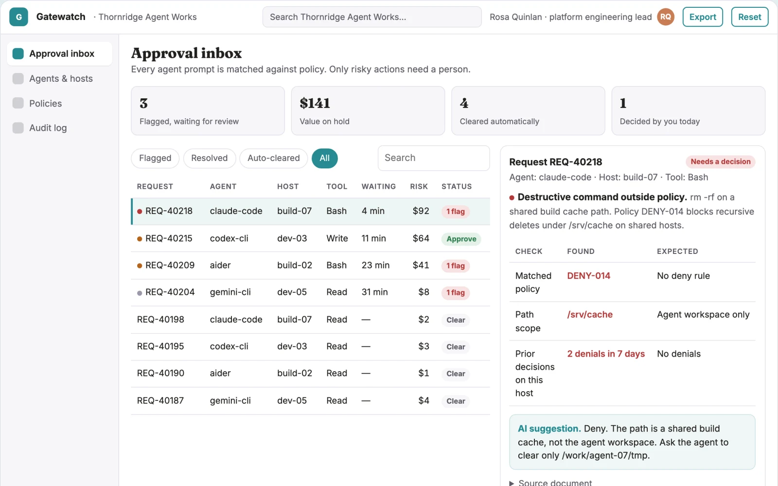 What Remote AI agent approval coordination portal looks like