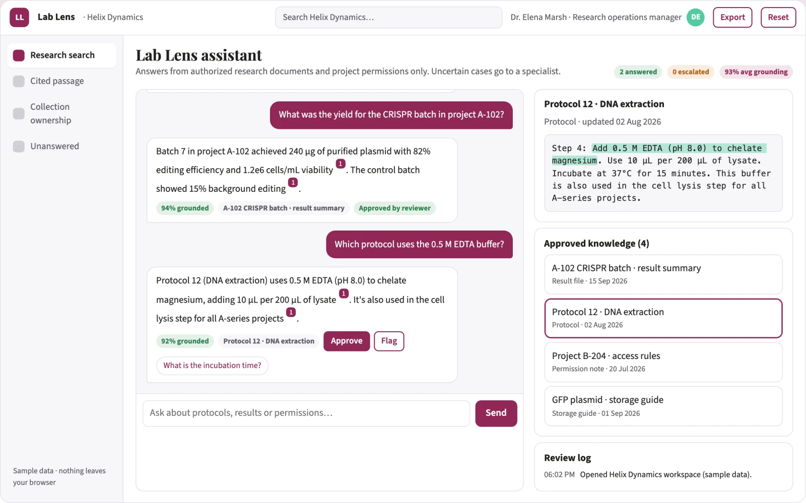 What Research document search looks like