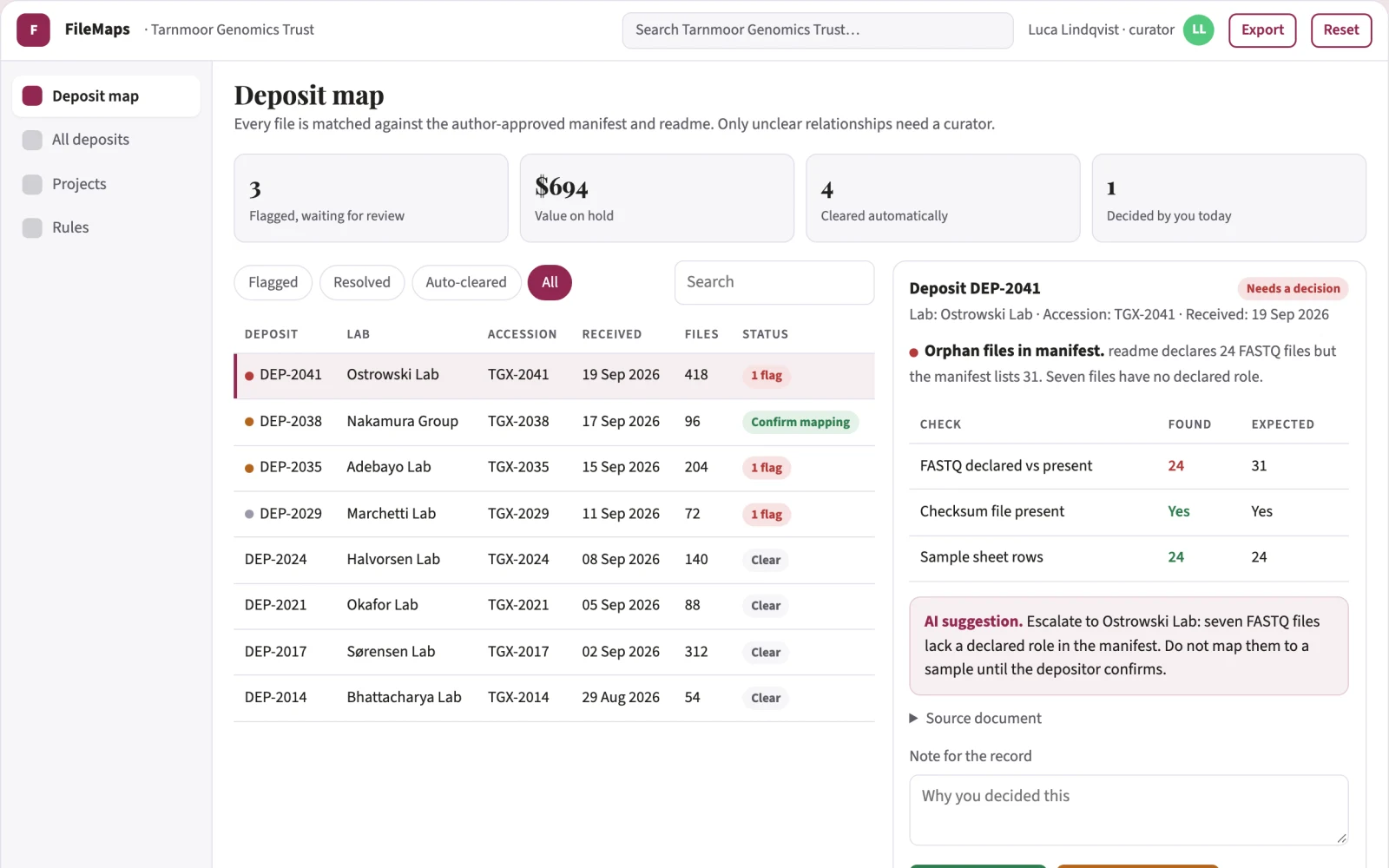 What Research repository file navigator looks like