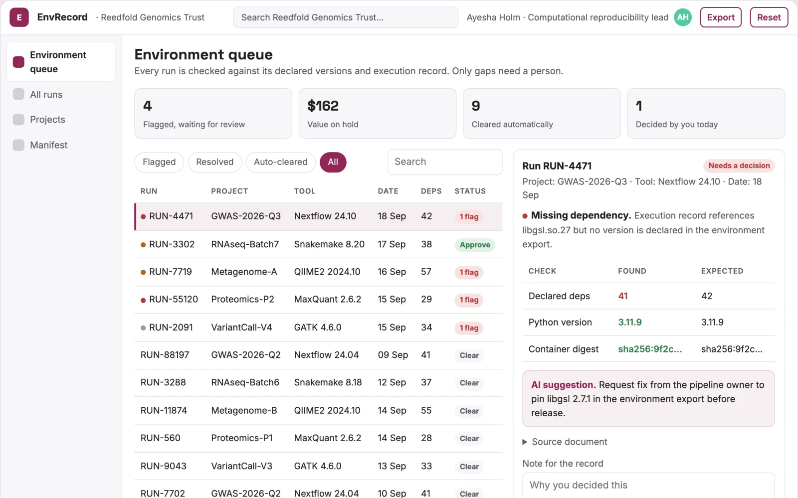 What Research software environment recorder looks like