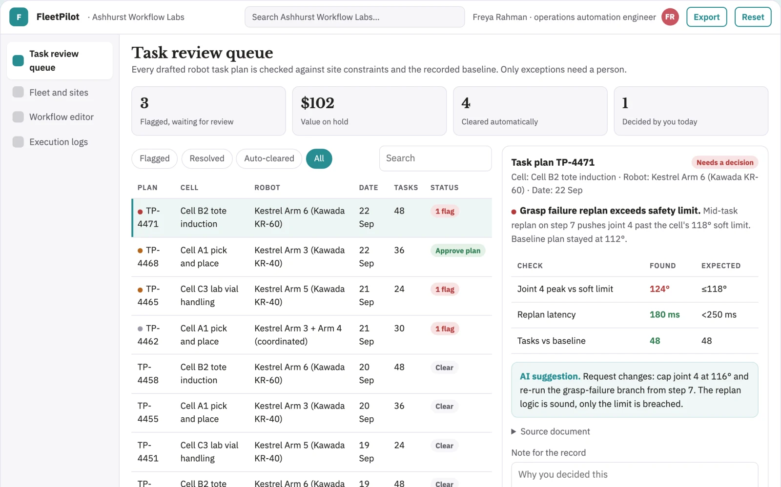 What Robot fleet task automation control portal looks like