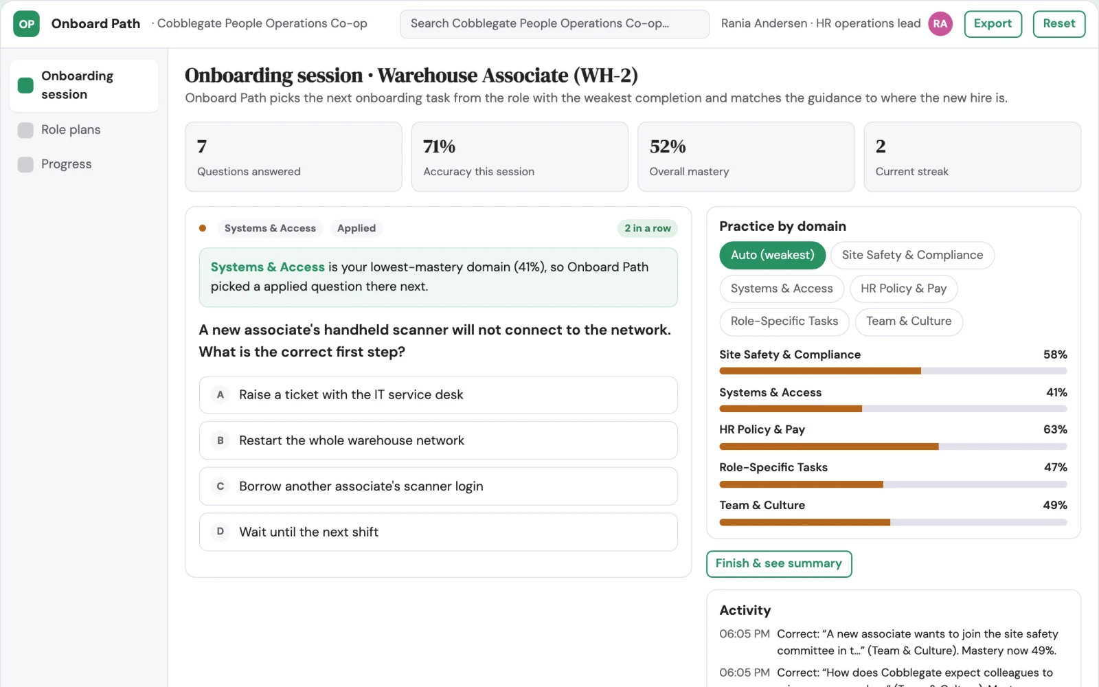 What Role-based onboarding learning and authoring console looks like