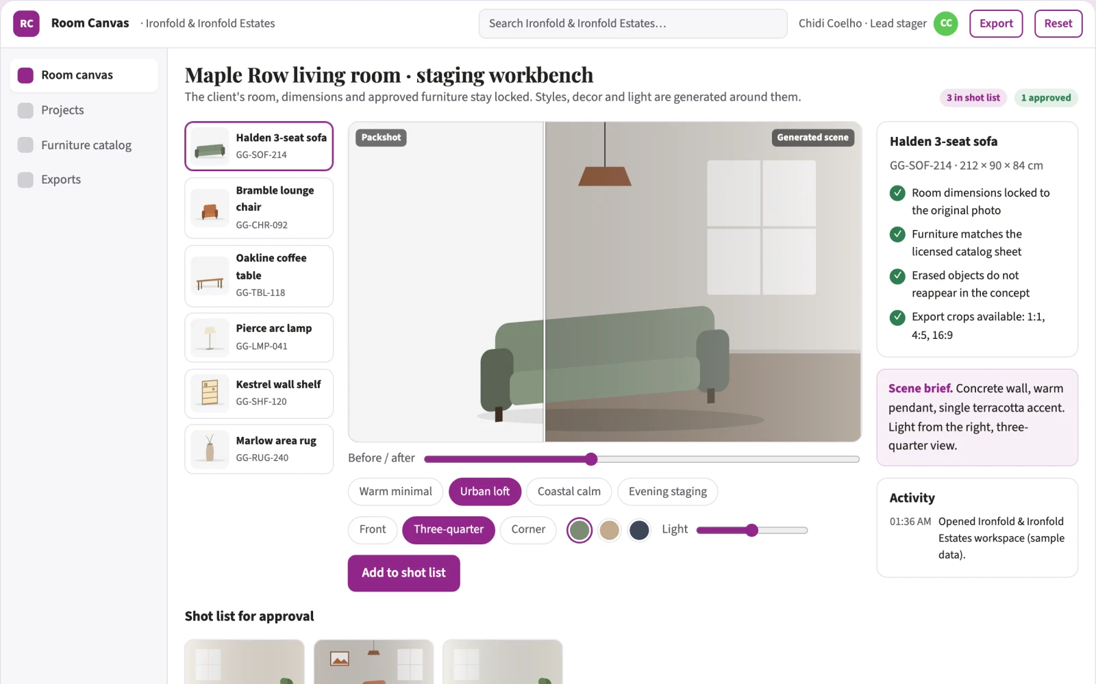 What Room photo redesign and staging workbench looks like