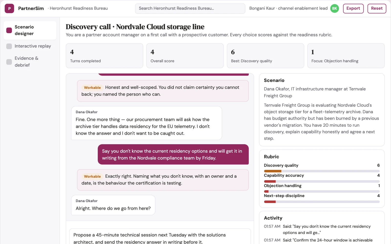 What Sales partner certification simulator looks like