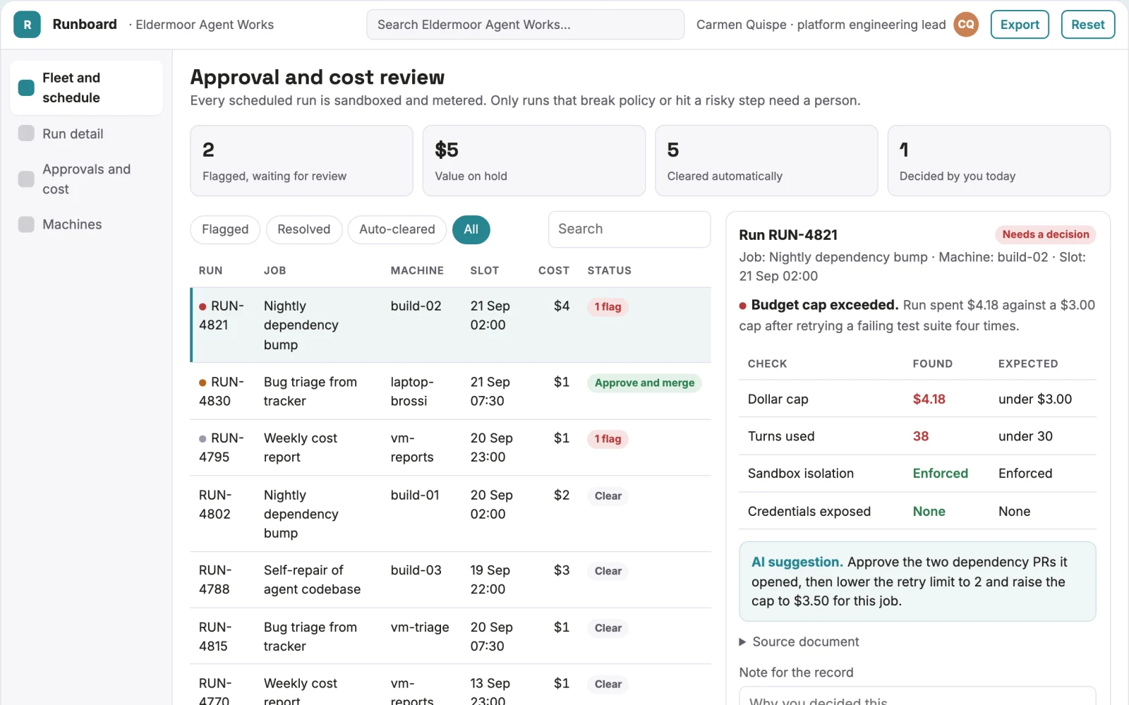 What Scheduled multi-machine agent operations portal looks like