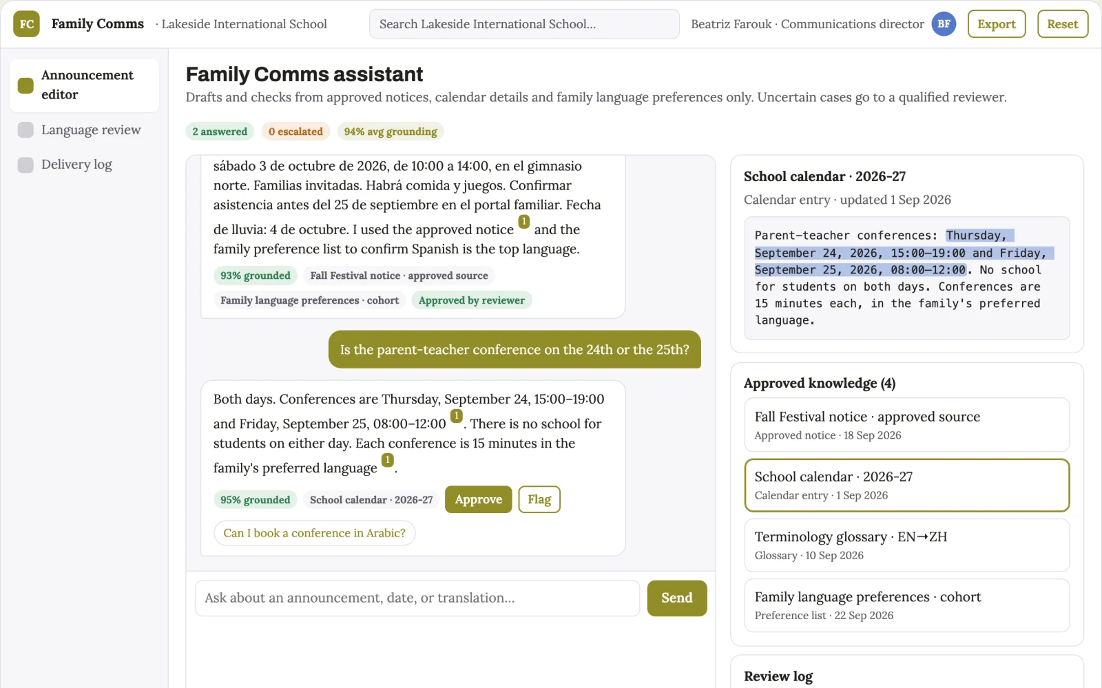 What School communication service looks like